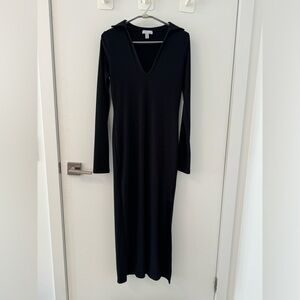 Topshop US 6 long sleeve black ribbed knit dress
